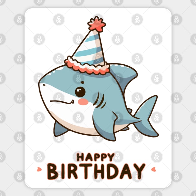 Kawaii Happy Birthday Baby Shark Party Magnet by TomFrontierArt